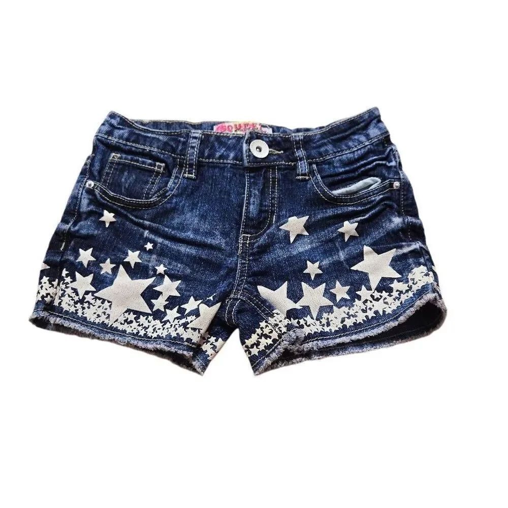 Squeeze star printed denim shorts 8